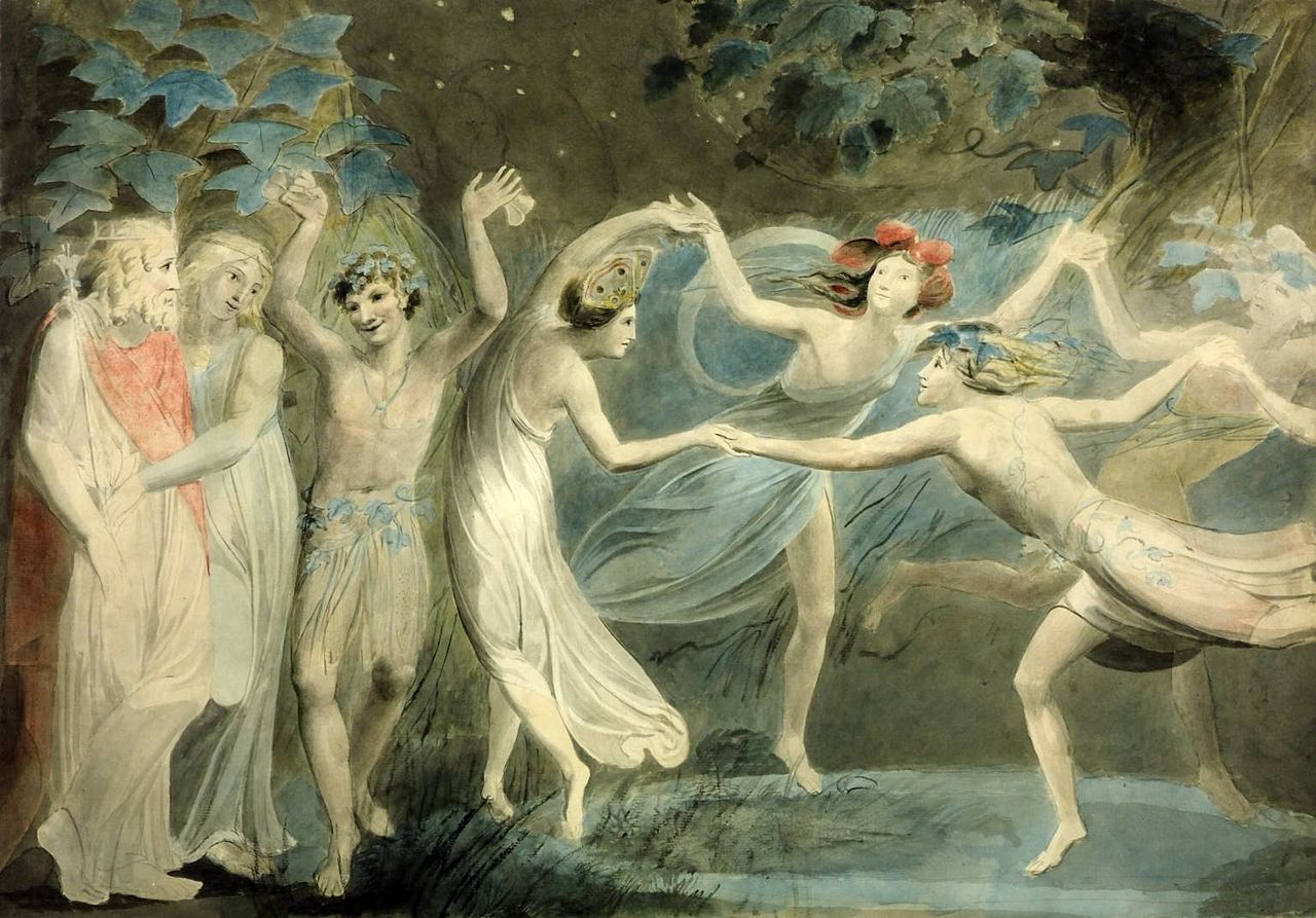 Oberon, Titania and Puck with Fairies Dancing. William Blake. c.1786. Public Domain